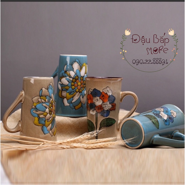 (ORDER) SET 4 CỐC SỨ PHONG CÁCH VINTAGE