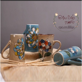 Set 4 cốc sứ phong cách vintage