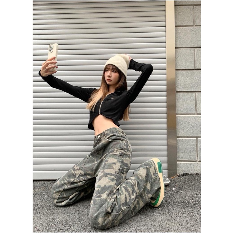 [Hàng chuẩn loại 1 - Sẵn từ S - 2XL] Quần jeans dài ống suông rộng phủ chân họa tiết camo - cá tính - năng động