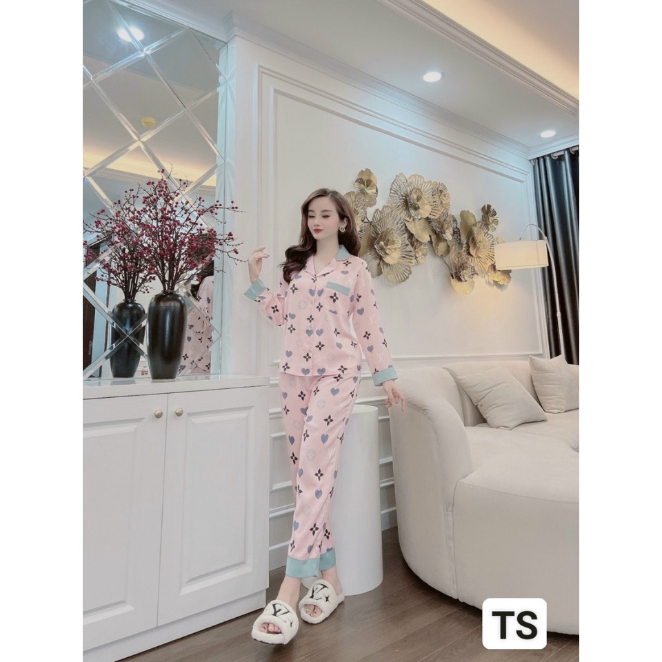 Bộ Đồ Ngủ Lụa-Pijama Lụa Mặc Nhà Đồ Bộ Nữ Kiểu Dáng Dài Dễ Thương H clothing B10