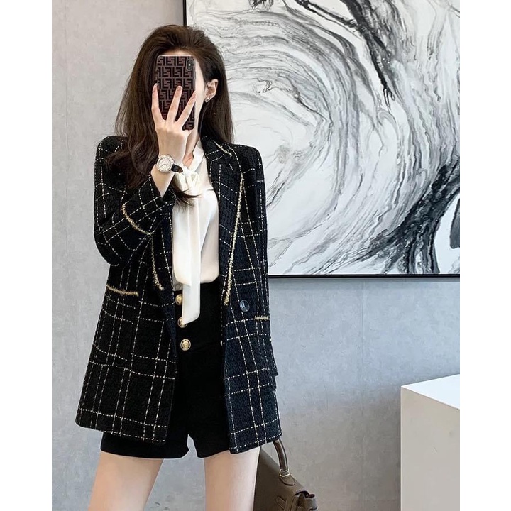 Áo Dạ Nữ Cổ Vest Viền Nhũ Dài 2 Lớp, Hàng Thiết Kế Sang Chảnh, Mặt Ngoài Dạ Quảng Châu Lót Gió Lụa | BigBuy360 - bigbuy360.vn