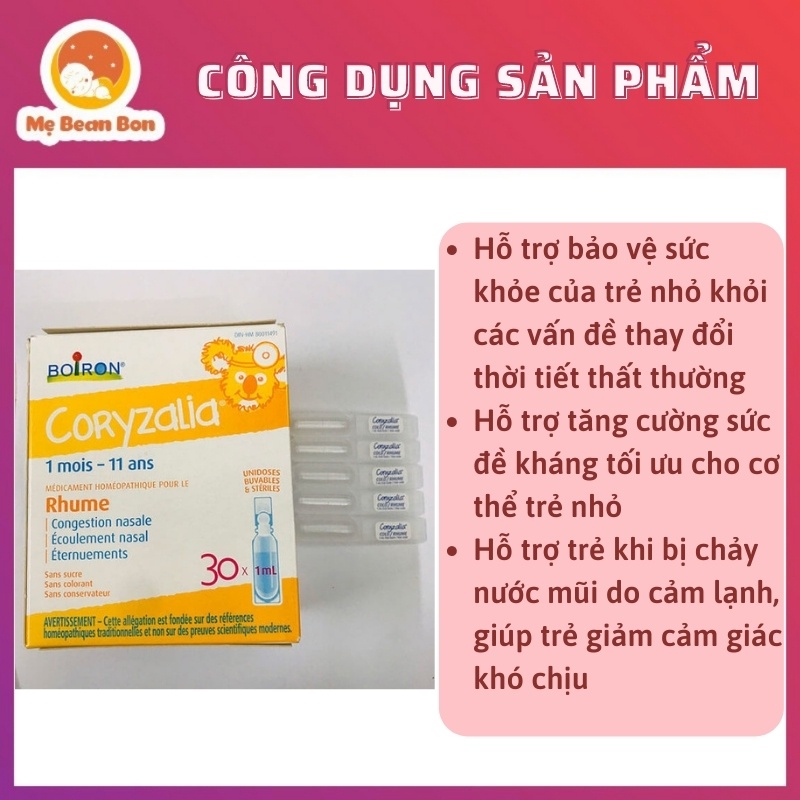 Muối uống vi lượng đồng căn Boiron Coryzalia (30 tép), Canada