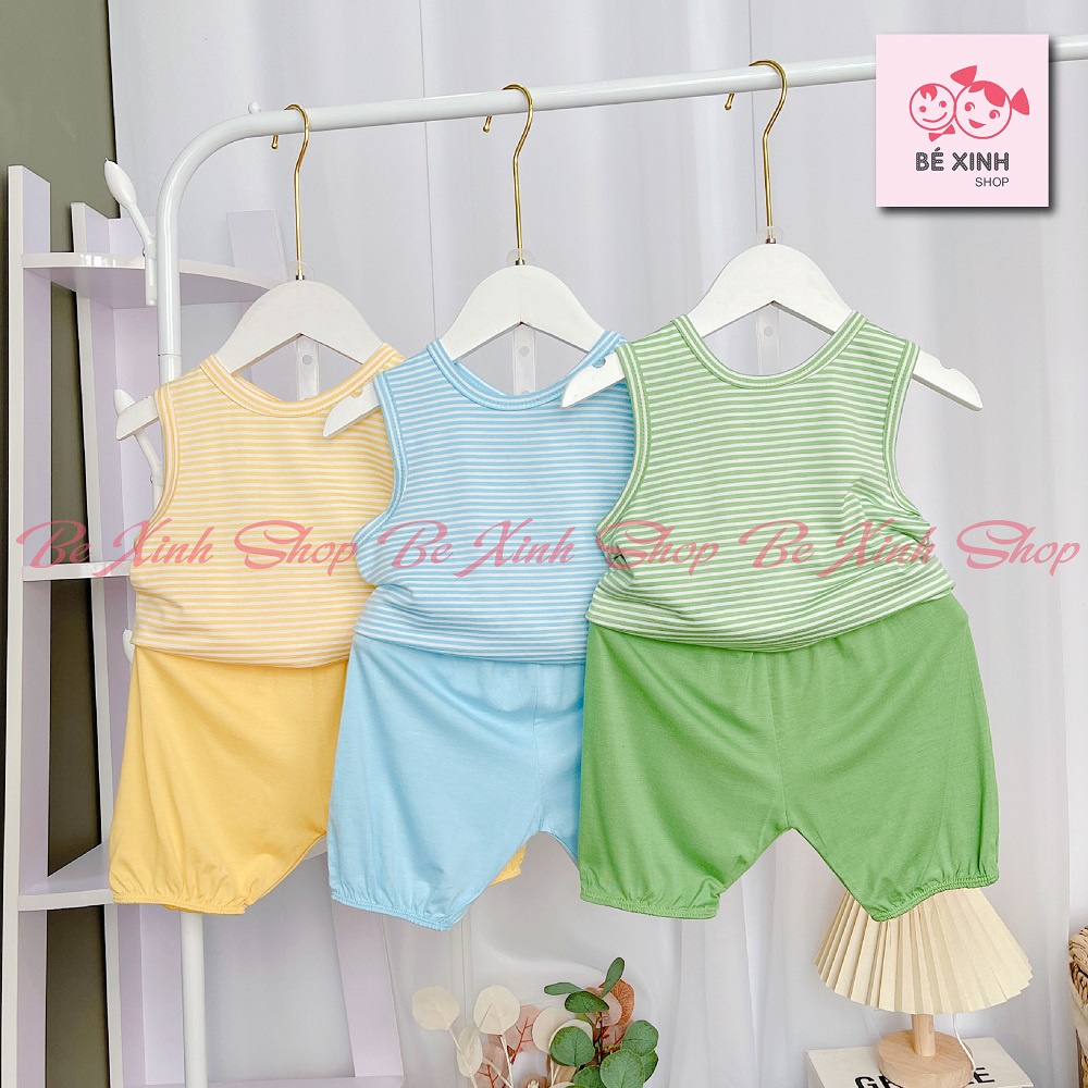 Ba Lỗ Bộ thun lạnh ba lỗ sát nách cộc tay cho bé trai bé gái Minky Mom  Đồ bộ quần áo 3 lỗ SÁT NÁCH SỌC cho bé