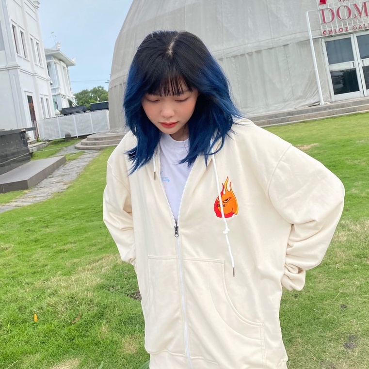 Áo khoác Hoodie Zip Dây Kéo Nam Nữ Form Rộng Mascot màu tan by Local Brand Xfire Unisex