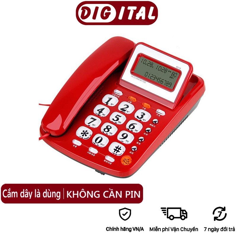 Điện thoại cố định điện thoại bàn màu trắng và đỏ 2 cổng nối POSvàmáy Fax  CAM KẾT CỦA Digital 3C