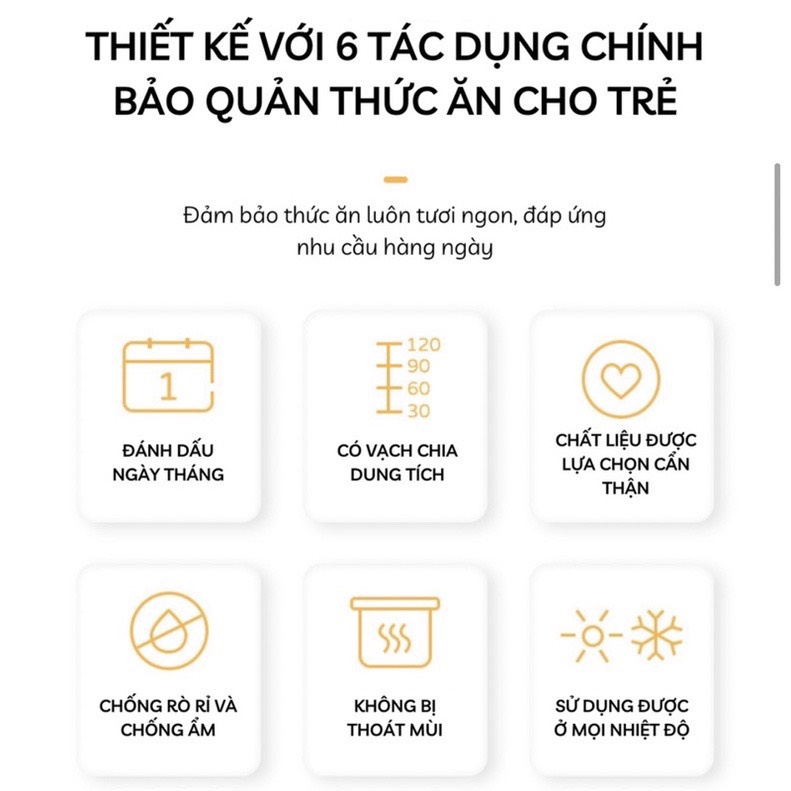 Hộp trữ đông, hộp trữ đồ ăn dặm cho bé 120ml Misuta, dùng được trong lò vi sóng, có đặt lịch ngày trữ đông