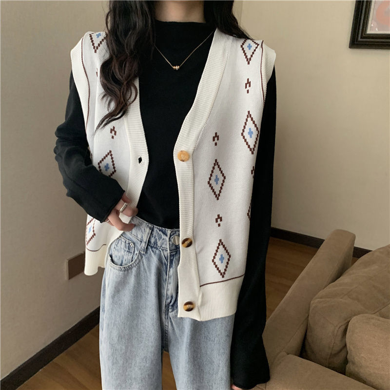 Áo Sweater Không Tay Cổ Chữ V Dáng Rộng Thời Trang 2020 Dành Cho Nữ 2021 Lingge | BigBuy360 - bigbuy360.vn