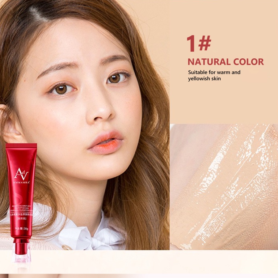 Red Ginseng Bird 's Nest Polypeptide Concealer Liquid Foundation Brightening Oil Control Long Lasting Chống Thấm Nước Full Cover Face Base