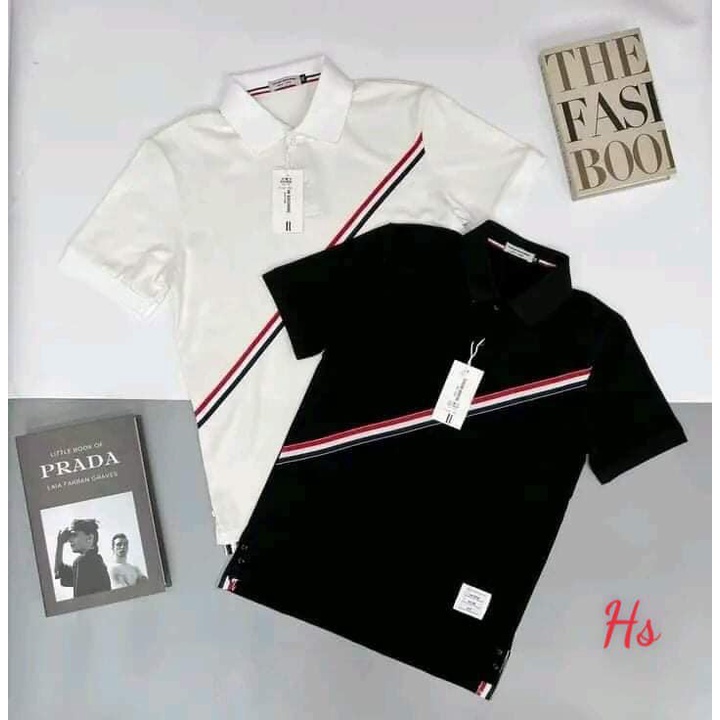 Áo polo vạt chéo LOGO thêu Fom rộng unisex