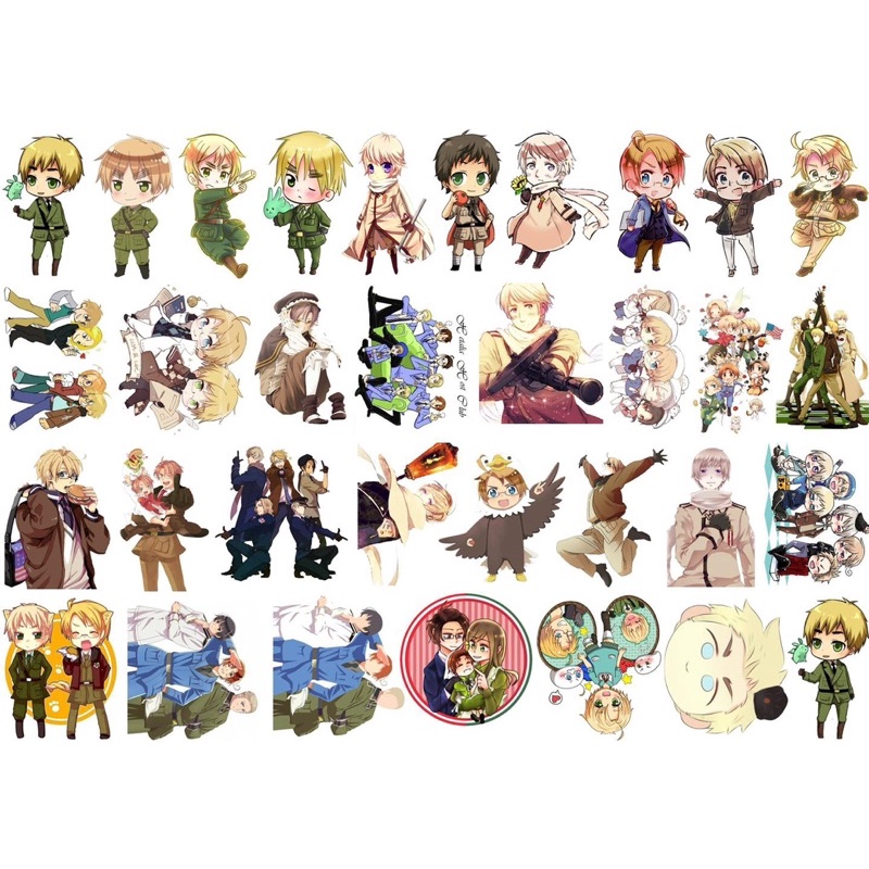 Ảnh Sticker dán Hetalia Axis 30-100 cái ép lụa khác nhau / Hình dán anime hetalia axix