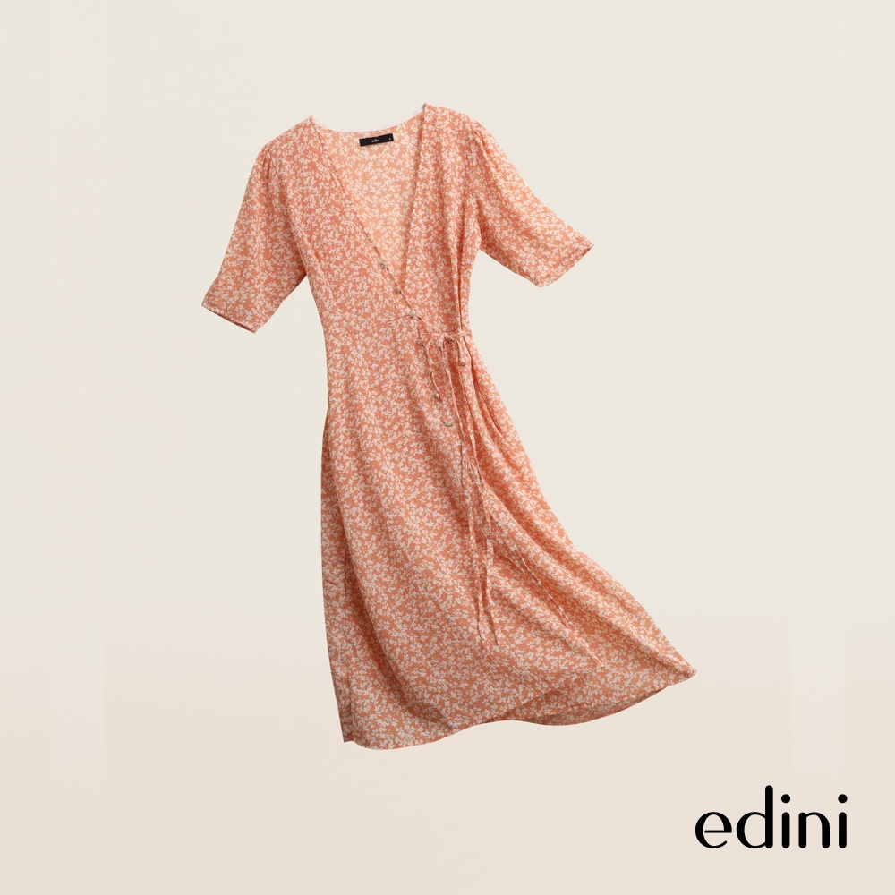 Đầm Hoa Cổ V Đắp Tà EDINI - D1432