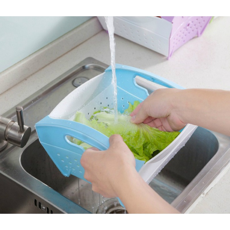 Rổ nhựa gấp gọn đựng hoa quả, rau củ để bàn, để tủ lạnh đa năng