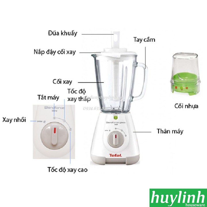 [Mã ELHAMS5 giảm 6% đơn 300K] Máy xay sinh tố Tefal BL317166 - 550W - 2 cối - Thủy Tinh