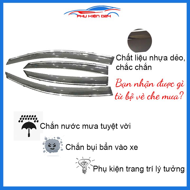 Vè mưa Accent Hatchback 2010-2011-2012-2013-2014-2015-2016-2017 vè chỉ mạ che mưa bảo vệ xe