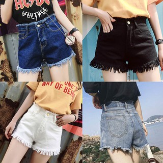 Quần short jean nữ lưng cao ống rộng thời trang