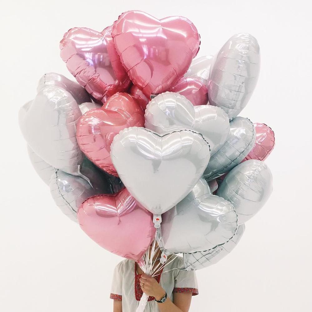 Set 5 Bong Bóng Lá Nhôm 18inch Hình Trái Tim Trang Trí Tiệc Sinh Nhật / Valentine