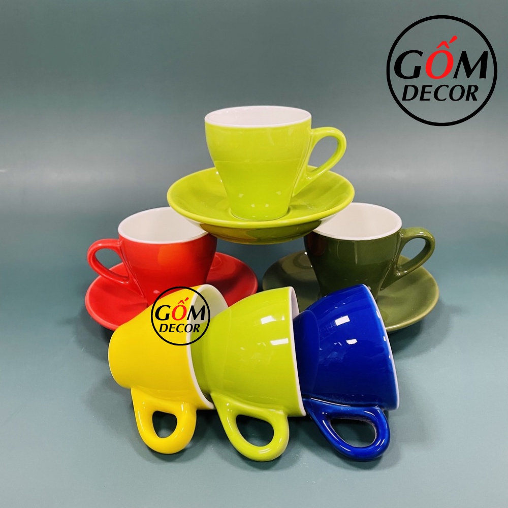 Cốc sứ vân đá Bát Tràng cao cấp - ly cà phê Cappuccino Nhật dung tích 70ml hàng chính hãng