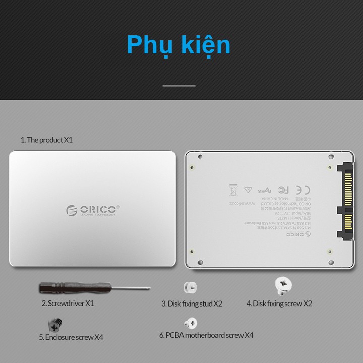 Adapter chuyển SSD M.2 SATA, mSATA sang 2.5 inch SATA Orico MS2TS, M2TS - MA12, MA13