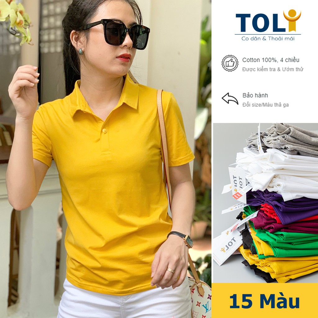 Áo thun nữ Cổ Sơ Mi (Cổ trụ) TOLI, chất cotton 4 chiều mềm mịn, co dãn Màu Trắng | BigBuy360 - bigbuy360.vn