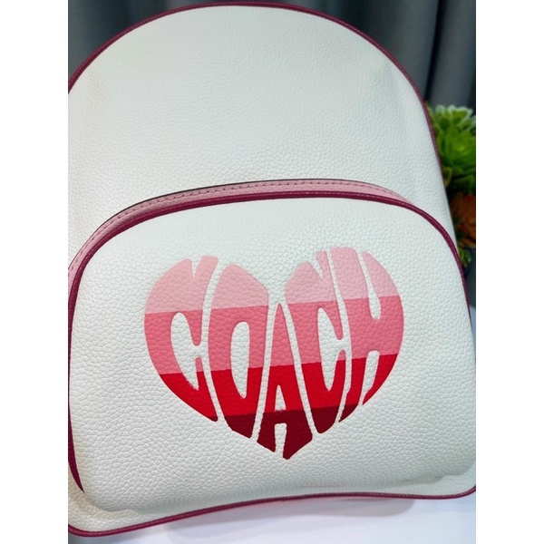 TNS-Balo nữ form vuông siêu  Court backpack--tone trắng tim hồng motif trendy