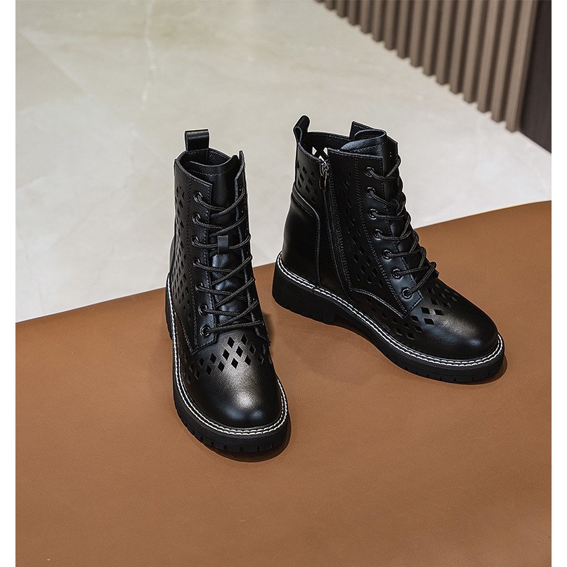 COMBAT BOOTS DA MỜ THẮT DÂY KHÓA KÉO BÊN