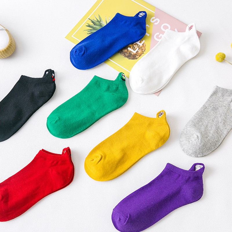 Vớ Cotton Nữ Levao Họa Tiết Thêu Mặt Cười Dễ Thương Nhiều Màu Sắc