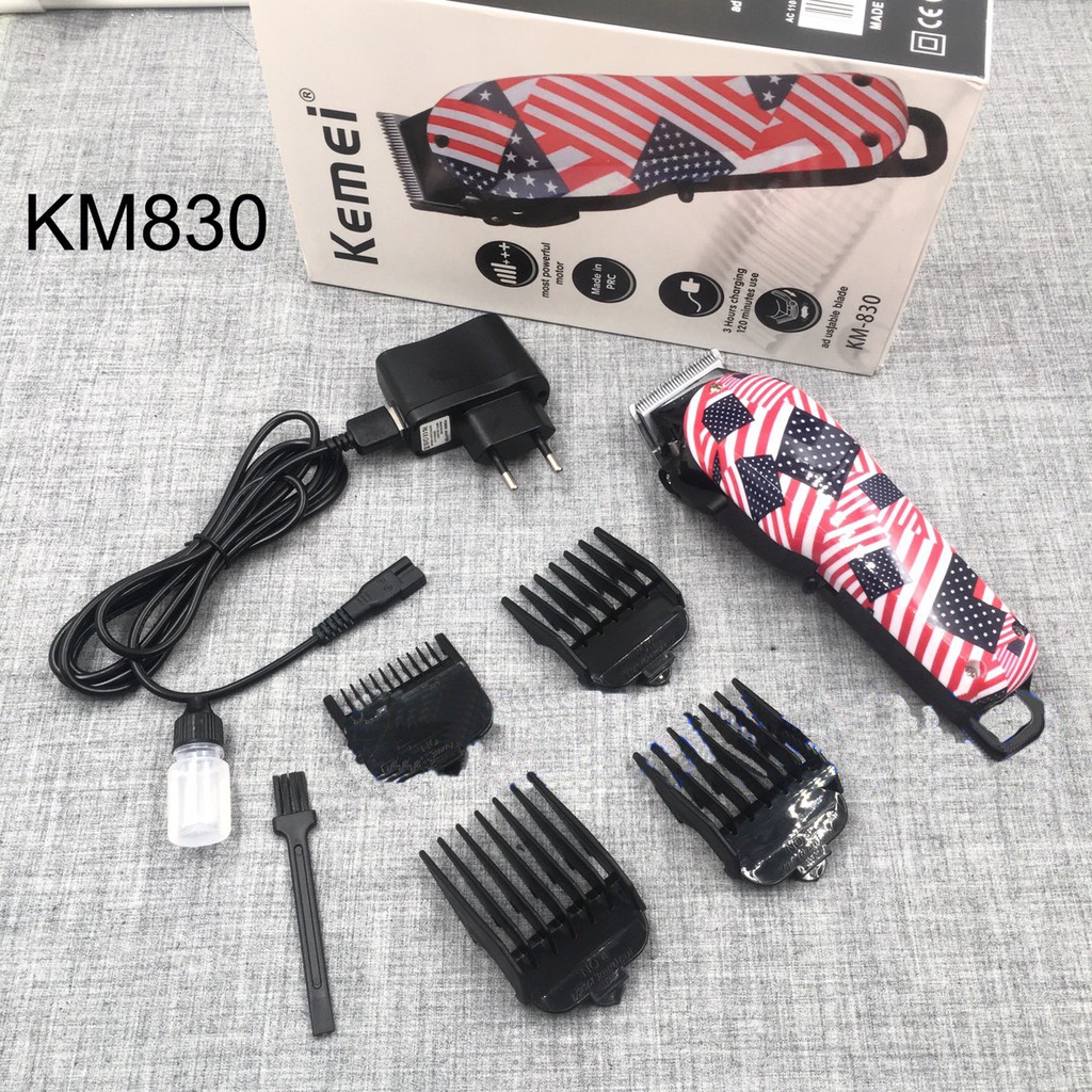 Tông đơ cắt tóc chuyên nghiệp KM-830 cao cấp cho barbie shop, salon tóc, lưỡi cắt siêu bén, máy khỏe êm