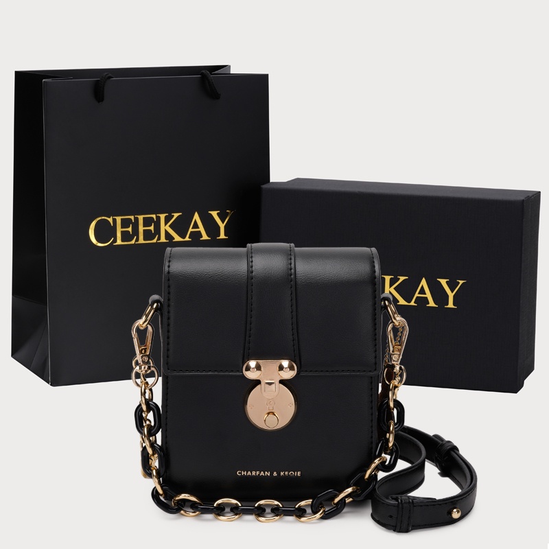 🌸Hàng Order🌸 Túi Xách Nữ CEEKAY Da Trơn Khóa Nắp Gập Quai Sách Kèm Quai Da Phối Xích Sang Chảnh Nữ Tính 🌸Hàng Quảng Châu