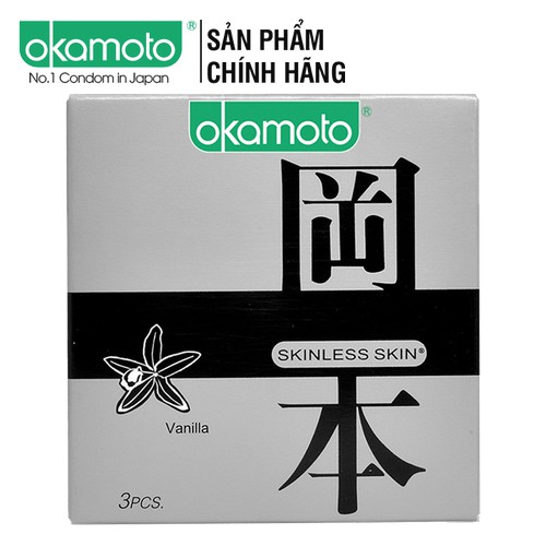 Bao Cao Su OKAMOTO SKINLESS VANILLA [HƯƠNG VANI][CHÍNH HÃNG] _3 bao_Bcs Okamoto siêu mỏng, sang sóng mềm mịn