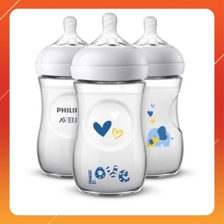 Set 3 bình sữa philips avent dung tích 260ml mẫu voi xanh/hồng