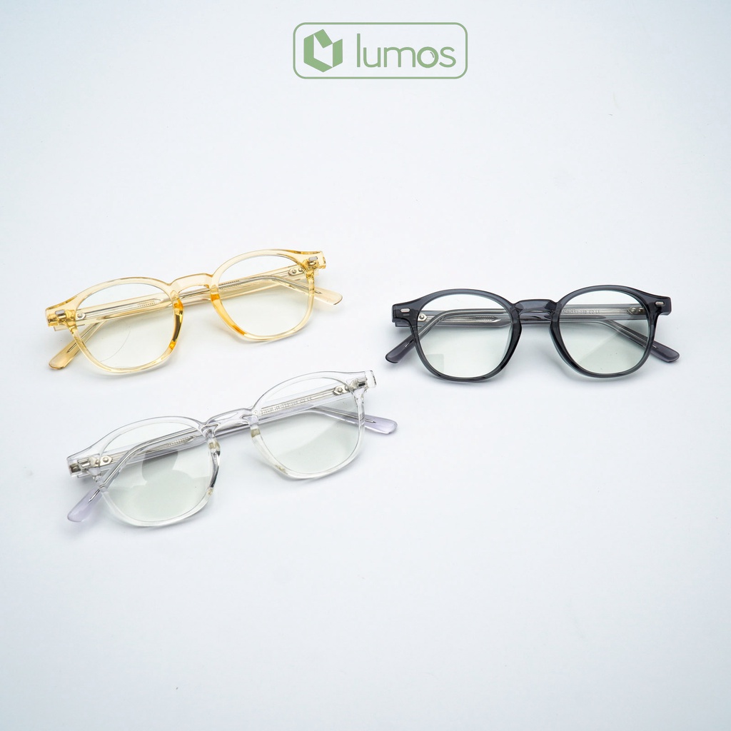 Gọng kính cận nam nữ mắt tròn Eddy A chất liệu nhựa chắc chắn màu sắc thời trang Lumos 72026