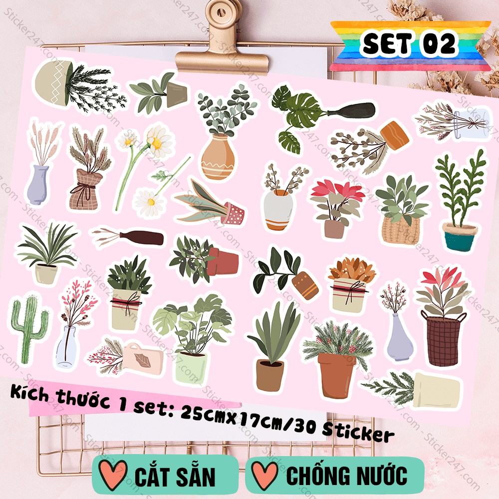 Set 30 sticker nhiều mẫu 𝑭𝒓𝒆𝒆𝒔𝒉𝒊𝒑 hình dán cute dễ thương trang trí nhật ký, sổ tay, tập sách