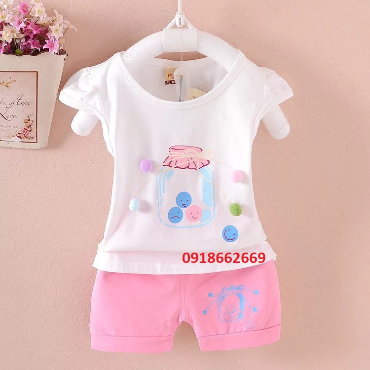 Bộ hè bé gái, cộc tay bé gái size 6-22kg ( sét cộc kẹo)