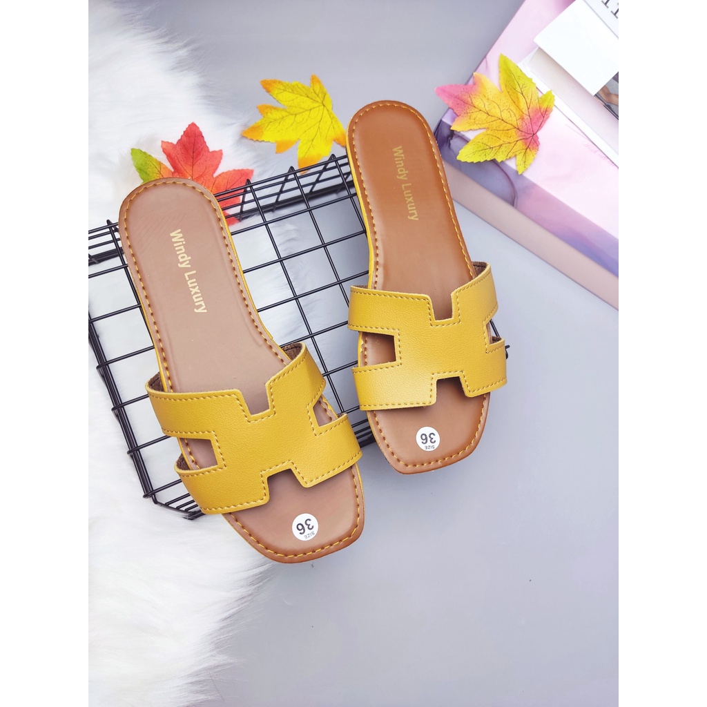 Dép nữ thời trang chữ H đế nâu quai nhiều màu đơn giản tinh tế (Ảnh thật)