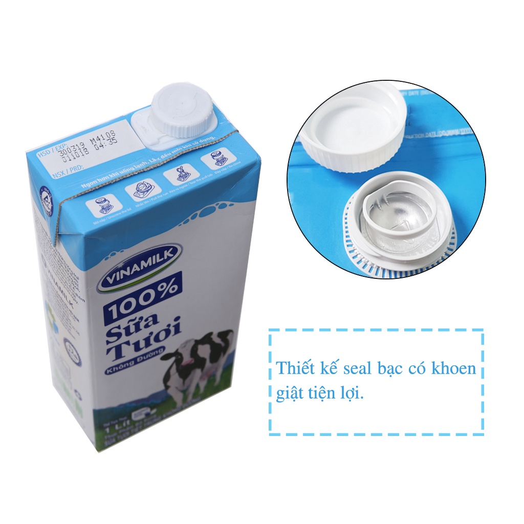 SỮA TƯƠI TIỆT TRÙNG VINAMILK 100% KHÔNG ĐƯỜNG - HỘP GIẤY 1L - GreenWay [ ST ] | BigBuy360 - bigbuy360.vn