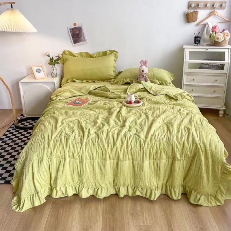 BỘ CHĂN GA GỐI COTTONG ĐŨI BÈO MÂY HÀN QUỐC 1 màu công chúa siêu xinh