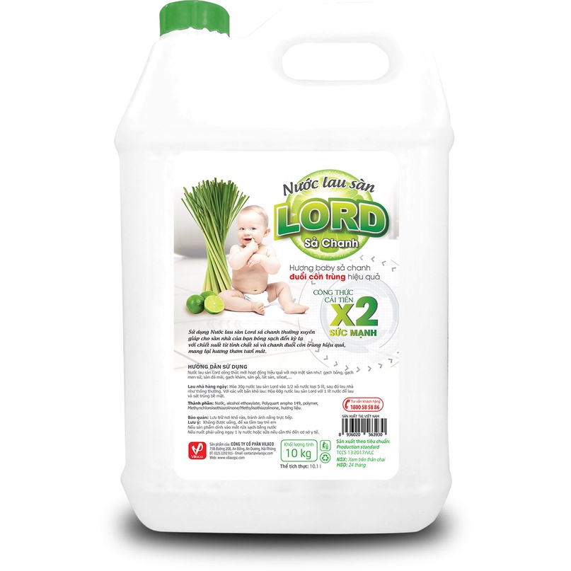 Nước lau sàn Lord 10kg - hương sả chanh