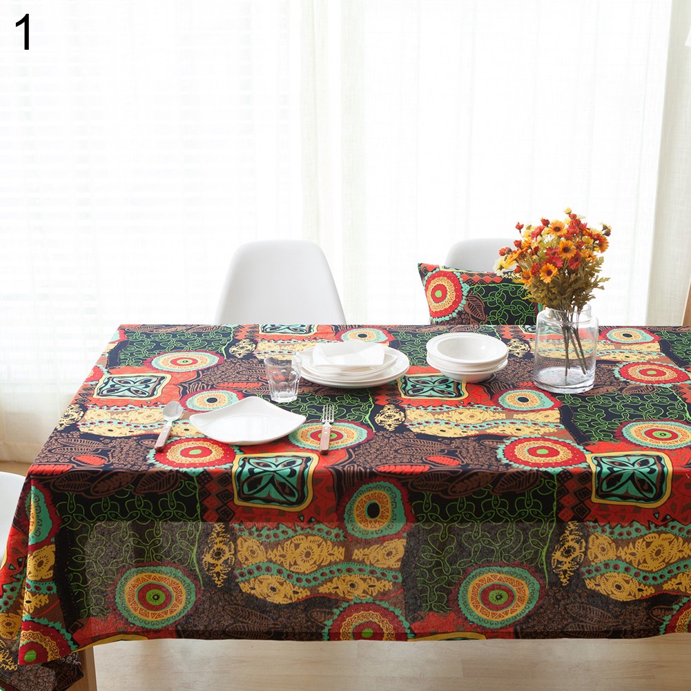 Khăn trải bàn ăn nhà hàng bằng chất liệu vải cotton lanh kiểu dân tộc