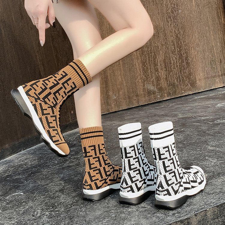 FENDI Giày Bốt Đế Dày Cổ Thấp Đan Len Size Lớn 35-43 2022 Thời Trang Mùa Hè Cho Nữ