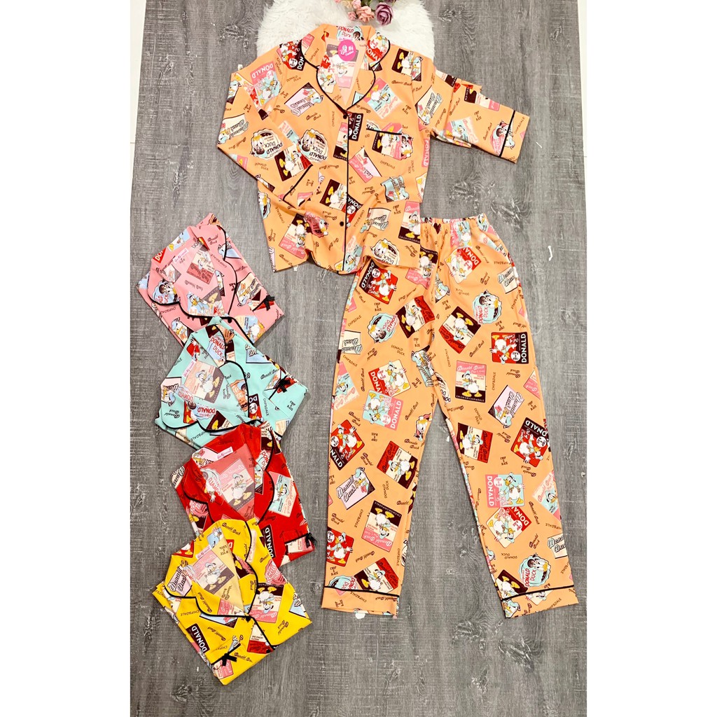 PIJAMA LỤA VIỀN VỊT DONAN ( TAY DÀI QUẦN DÀI )