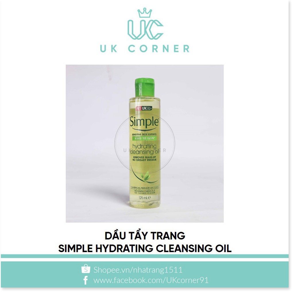 [Mã giảm giá] Dầu tẩy trang Simple Kind To Skin Hydrating Cleansing Oil 125ml