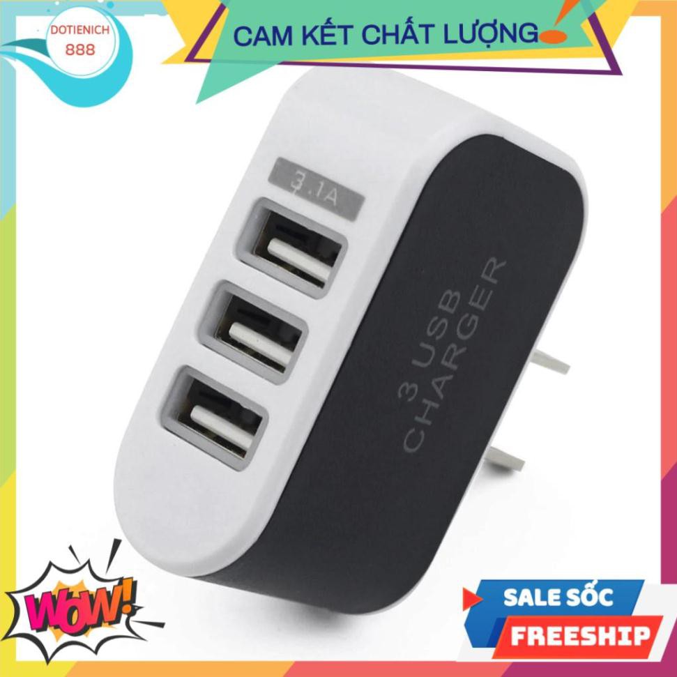 Cốc sạc điện thoại đa năng 5v 1a 3 cổng củ thông minh nhiều cổng usb