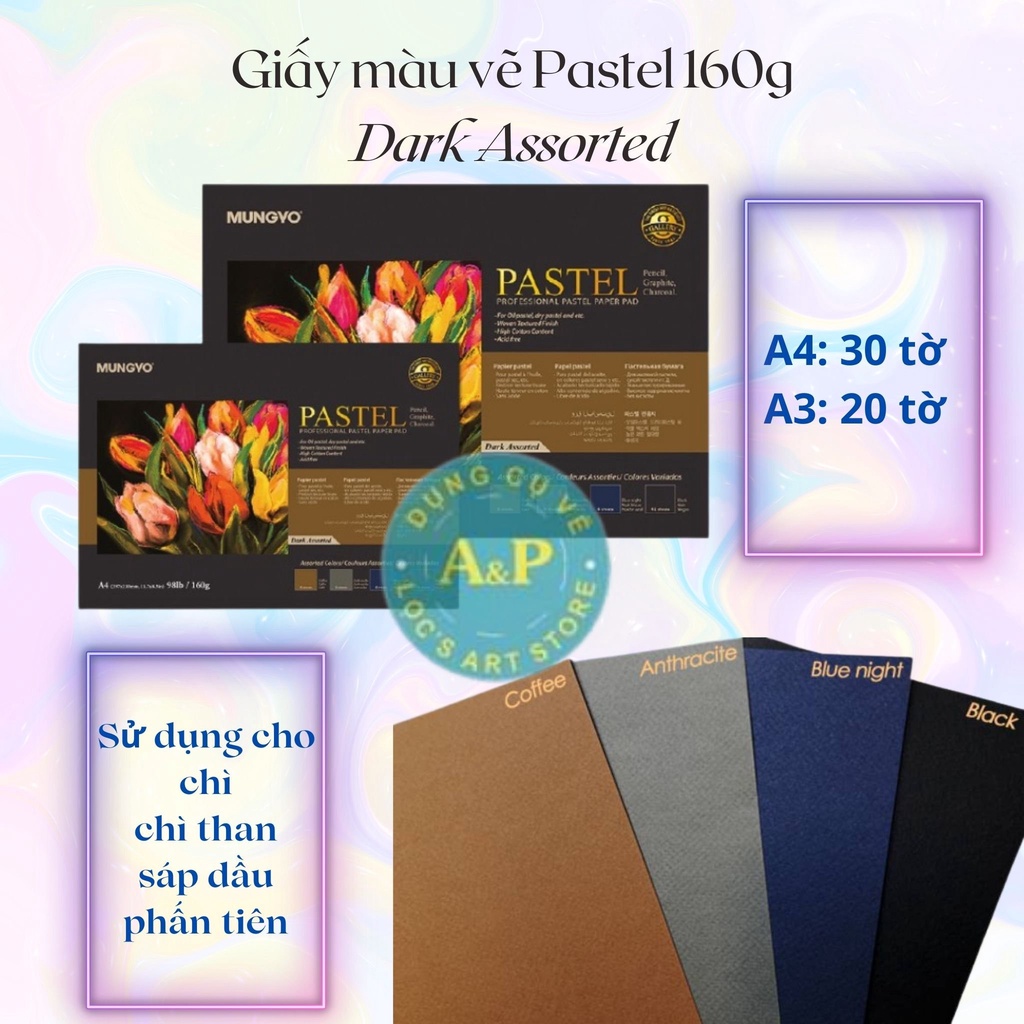 [Lộc'sArtStore] Pad giấy vẽ màu Pastel cao cấp MUNGYO Gallery Hàn Quốc 160gsm