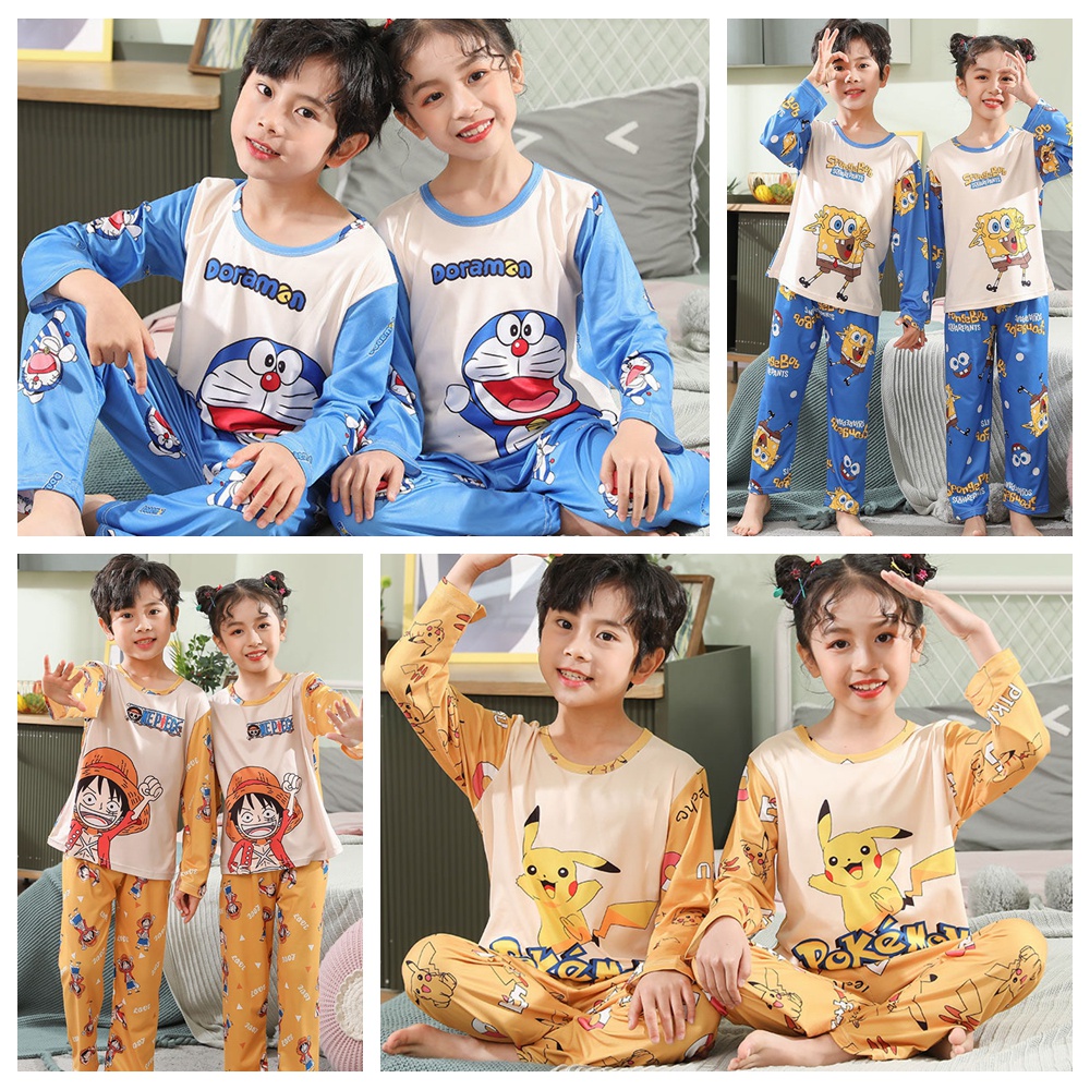 Bộ Đồ Ngủ In Họa Tiết Hoạt Hình Doremon Dễ Thương Phong Cách Hàn Quốc Thời Trang Cho Bé Trai Và Gái