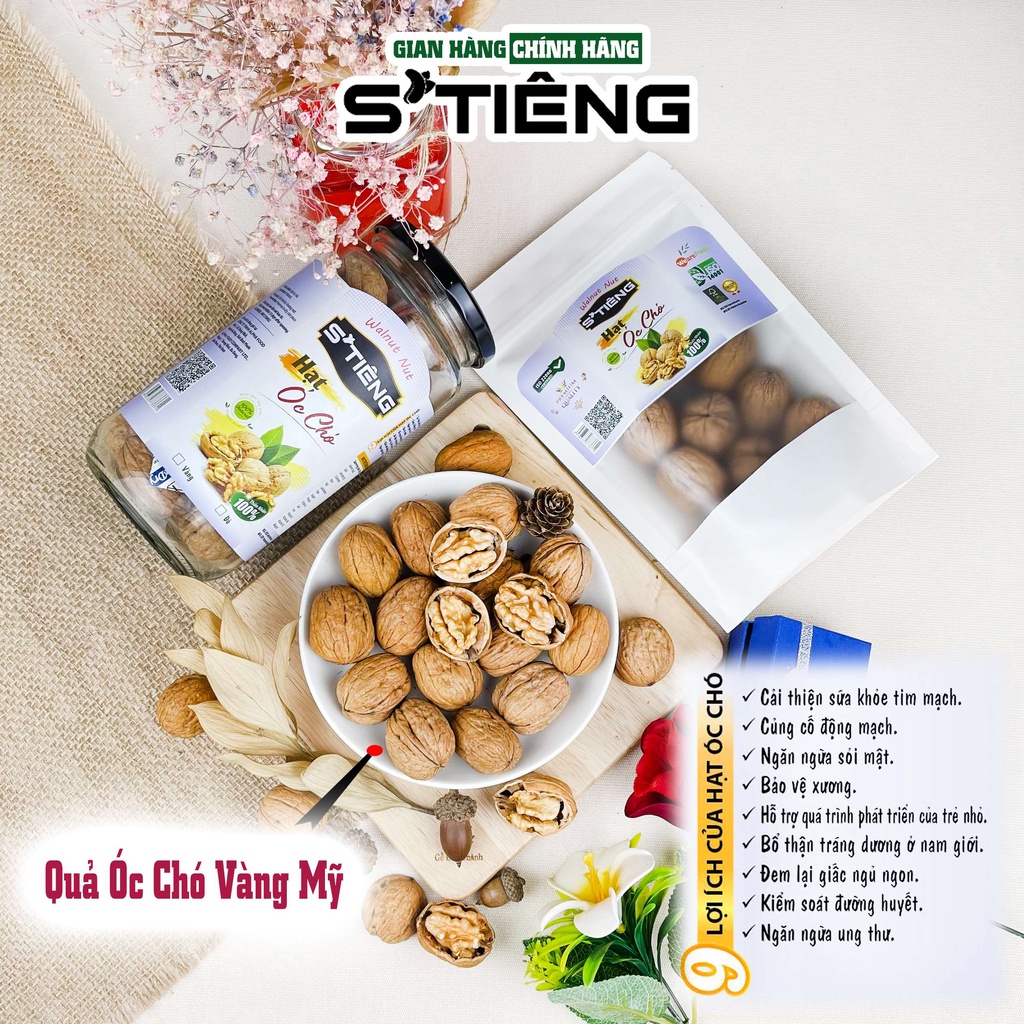 500Gr Quả Óc Chó Vàng Nhập Khẩu Mỹ STIÊNG Đã Sấy Qua