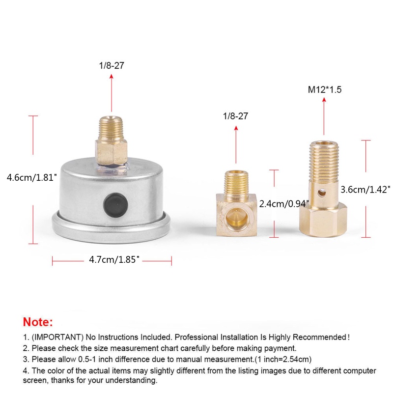 Đồng Hồ Đo Áp Suất Nhiên Liệu 1 8 NPT 100PSI Cho Civic 88-91 S2000 00-03