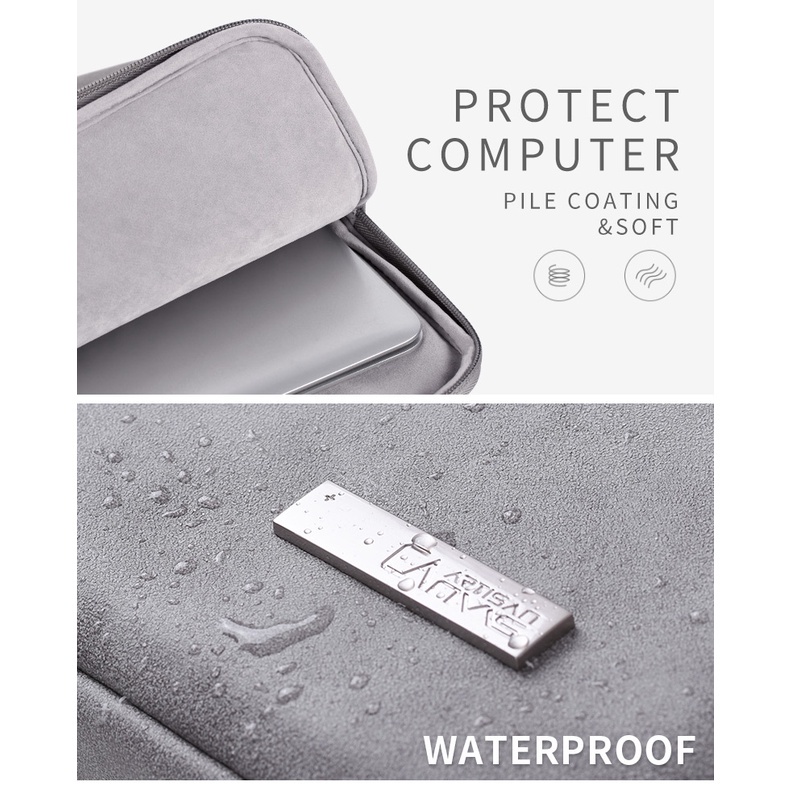 CanvasArtisan Túi đựng laptop da PU màu nhám chống nước có khóa kéo cho Acer Dell Matebook Air Pro 11 12 13 14 15 inch
