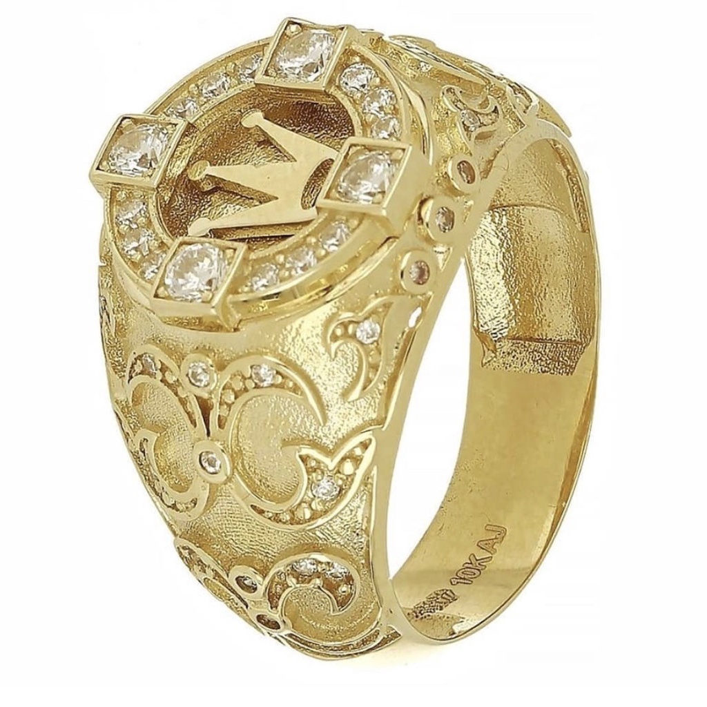 Nhẫn kiểu vương miện mạ vàng 18k phong cách Âu Mỹ thời trang cổ điển cỡ 6-13