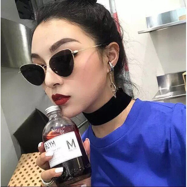 Mắt Kính Thời Trang Mắt Mèo M92 Gọng Kim Loại Hương Tràm Gọng Xếch Hot Trend - Hazo