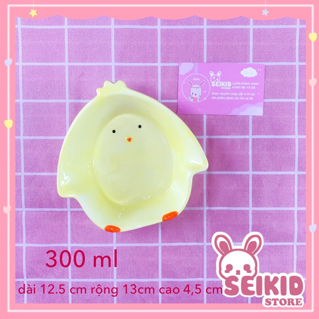 (Tặng thìa)Bát sứ ăn dặm, ăn cơm cao cấp cho bé size to hình Thỏ và Mèo dung tích 280-330ml Seikid Store